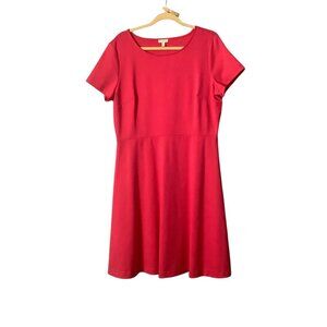 Talbots Red Short Sleeve Fit & Flare Dress Women Size 14